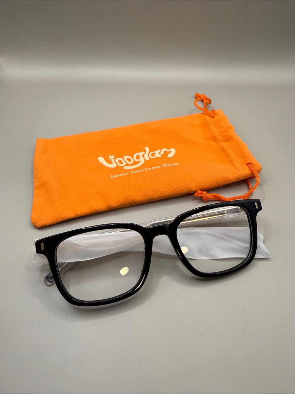 Wooglam Black Square Glasses Frame, No prescription